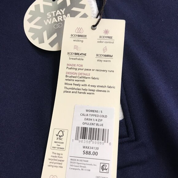 Calia Women's Tipped Cold Dash 1/4 Zip in Opulent Blue NWT - Picture 7 of 10